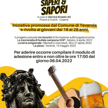 LOCANDINA TEVEROLA ‘Saperi e Sapori’, il nuovo progetto che il Comune di Teverola lancia per i giovani