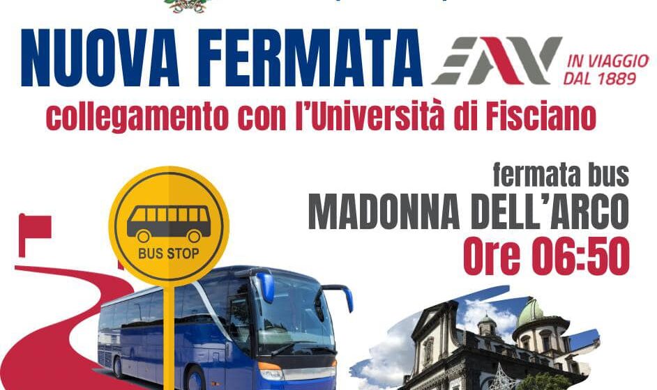 Sant’Anastasia. Da oggi fermata al Santuario della Madonna di Eav Bus per gli studenti che devono raggiungere l’Università di Fisciano