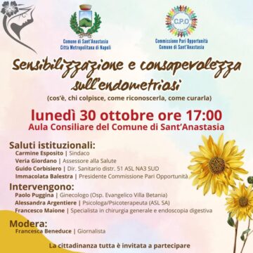 Sant’Anastasia. Endometriosi, il comune organizza un ‘incontro  al Municipio. 30 ottobre, pre 17,00 nell’aula consiliare