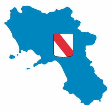 118917872 - combined map and flag of the italian region of campania La Campania alla BIT di Milano 2024. Pronta per la Borsa Internazionale del Turismo