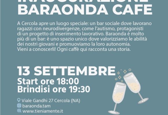 Cercola. “Baraonda Cafe” sarà inaugurato il 13 settembre. Sarà gestito da ragazzi con neurodivergenze, al via progetto di inserimento lavorativo di Tam