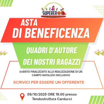 Volla.  Asta di beneficenza dei Supereroi,  gli artisti  speciali ‘mettono in vendita’ i loro capolavori per realizzare un campo  natalizio inclusivo. Il 9 ottobre dalle 19,00 alla Tendostruttura di via Carducci