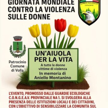 Volla. “Un’aiuola per la vita”, iniziativa CO.N.G.E.A.V. Provinciale NA1 per il 25 novembre. Sarà inaugurata una targa ad Aniello Montanino, giovane guardia ecologica da poco  scomparsa
